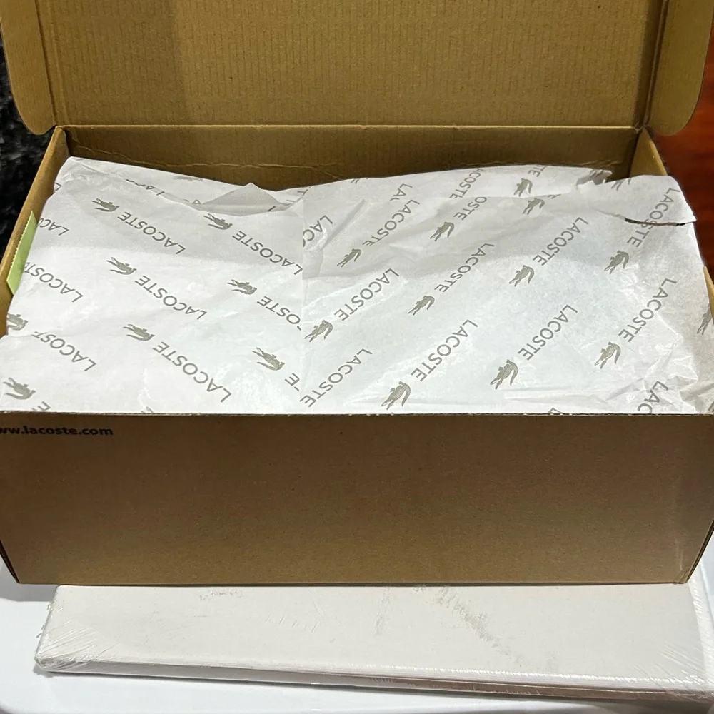 Lacoste White Tennis Shoes with Green Accent - Picture 7 of 11